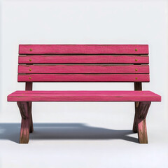 Wooden pink bench on transparent background