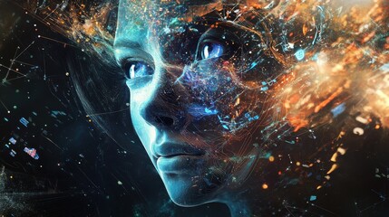 Poster - abstract background of financial technology innovation generated by ai, fintech, innovation, technol