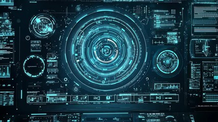 Leinwandbilder - Futuristic technology interface with dynamic data and interactive digital elements
