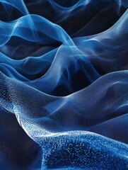 Poster - abstract blue tech background with digital waves, dynamic network system, artificial neural connecti