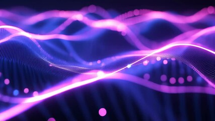 Poster - Dynamic neon waves pulsating with electric energy in abstract motion