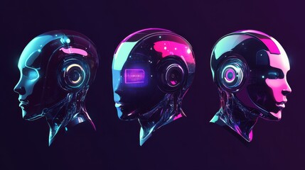 Poster - smart robot abstract concept vector illustration set. chatbot development platform, virtual assistan