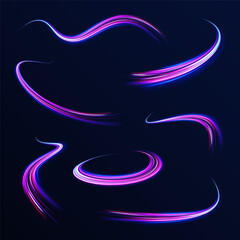 Poster - horizontal speed lines connection vector background. futuristic dynamic motion technology blue glowi