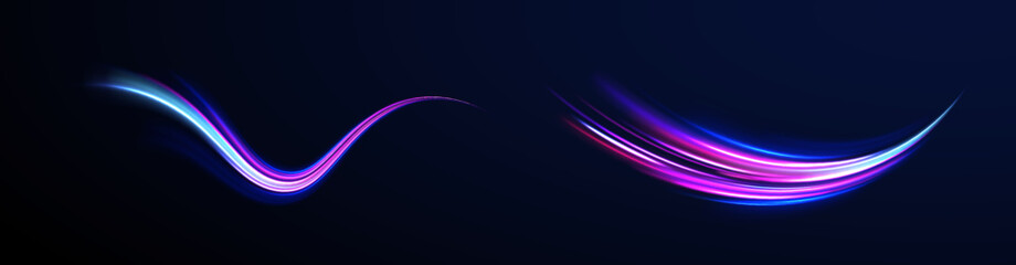 Wall Mural - city road car light trails motion background. electric car and city concept hitech communication con
