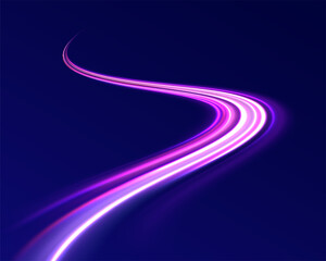 Wall Mural - vector glowing lines air flow effect. speed connection background. expressway, car headlight effect.