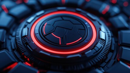 Poster - Futuristic Technology Design with Circular Patterns and Red Lights