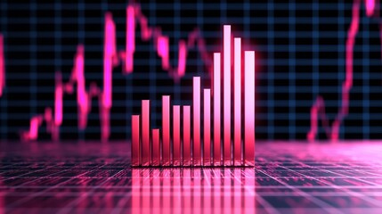 Poster - Vibrant Pink Bar Chart Showcasing Increasing Data Trends and Growth