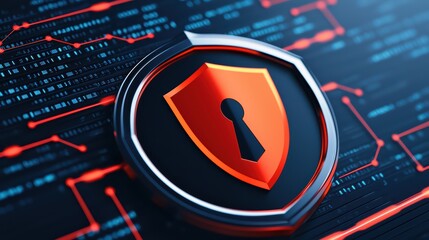 Poster - Digital Security Shield with Lock Symbolizing Cyber Protection