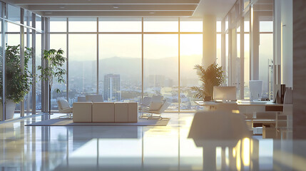 Wall Mural - Blurring the Background in a Modern Office Interior modern office interior ,blurred bokeh background 