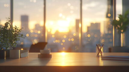 Wall Mural - Blurring the Background in a Modern Office Interior modern office interior ,blurred bokeh background 