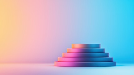 Poster - Colorful Gradient Background with Tiered Circular Platforms