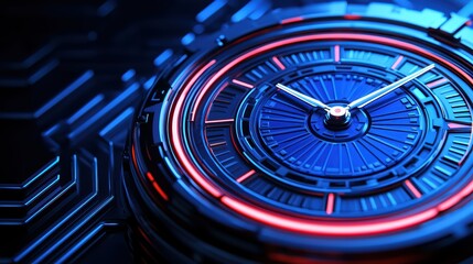 Poster - Futuristic watch design with glowing elements and intricate details