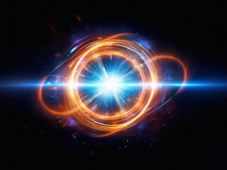 Aufkleber - A bright, celestial orb radiates light and energy, encircled by swirling, luminous rings against a dark backdrop.  The image evokes feelings of power and cosmic wonder.