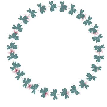 Watercolor floral wreath. Hand painted frame of greenery, wildflowers, herbs. Botanical illustration for design, print or background