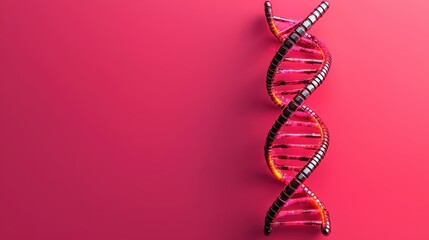 Poster - Vibrant DNA Strand on Pink Background with Glossy 3D Effect