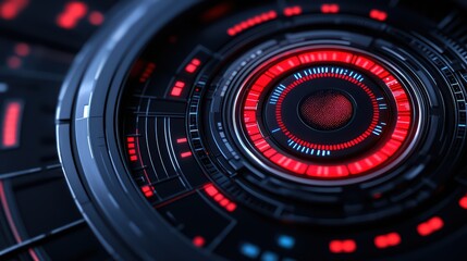 Poster - Abstract futuristic technology background with glowing red circles