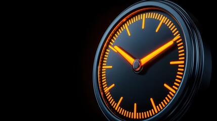 Poster - Modern Black Wall Clock with Orange Accents and Simple Design