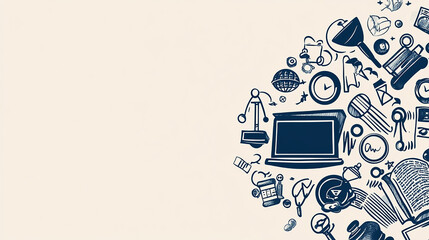 Poster - Big data transforms digital marketing data technology background email symbol in the center of a network of connected icons, representing communication and technology