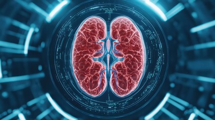Poster - Detailed Visualization of Human Brain with Futuristic Technology Elements