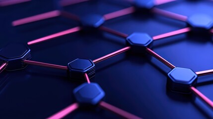 Poster - Abstract Geometric Pattern with Hexagonal Shapes and Neon Lights