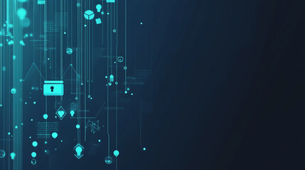 Poster - Physics vector blue horizontal banner Illustration of cloud computing for digital information technology web