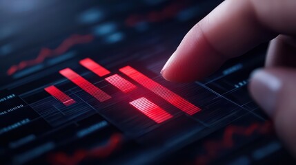 Poster - Finger Touching Red Bar Graph on Digital Display Screen