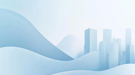 Wall Mural - Blue wave city horizon background abstract city skyline City wave skyline


