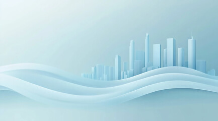 Wall Mural - Blue wave city horizon background abstract city skyline City wave skyline


