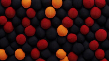 Poster - Colorful Textured Spheres in Black Background Abstract Design