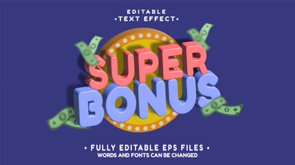 Poster - editable 3d infllate super bonus text effect.typhography logo