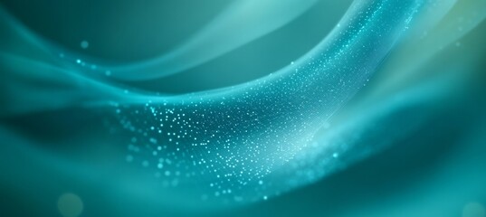Poster - Aqua Flowing Network Abstract Design with Futuristic Grid Surface and Geometric Pattern