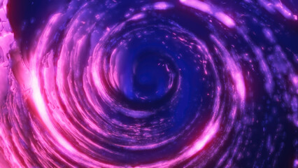 Poster - Vivid neon swirl of pink and purple lights forming a vortex in deep space, conveying energy and cosmic motion. Perfect for futuristic and science fiction concepts