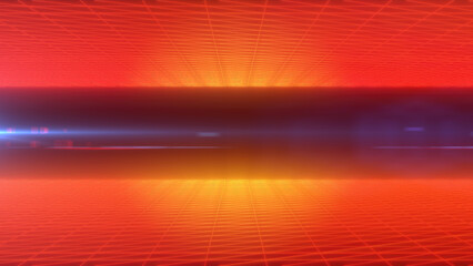 Poster - An energetic digital space with a red and orange glowing grid pattern, evoking a sense of futuristic speed and advanced technology concepts