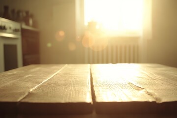 Canvas Print - Sunlit Rustic Kitchen Tabletop