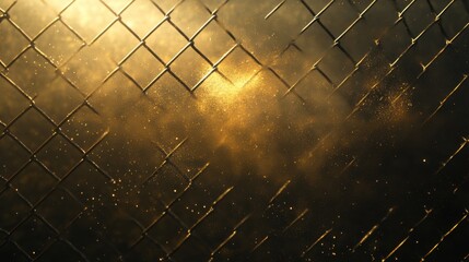 Aufkleber - Abstract Close-up of Golden Dust Through a Chain-Link Fence