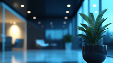 Wall Mural - Beautiful blurred background of a light modern office interior with panoramic windows and beautiful Panoramic Background of Office Interior - Stunning Defocused View