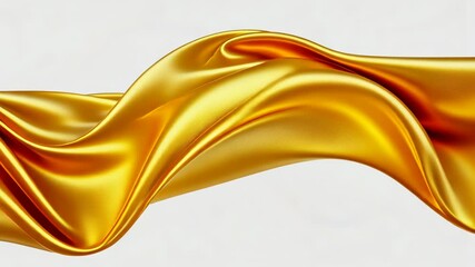 Poster - Golden fabric waves rolling gracefully against a light background