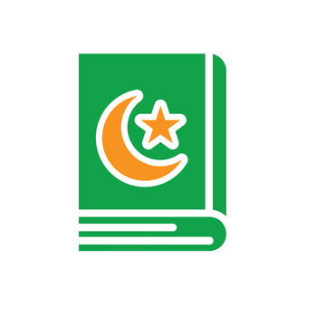 Ramadan icon. Islamic holy book vector. reading the Koran, reciting the Koran, recitations, studying. activities in the holy month of Ramadan. Solid design style