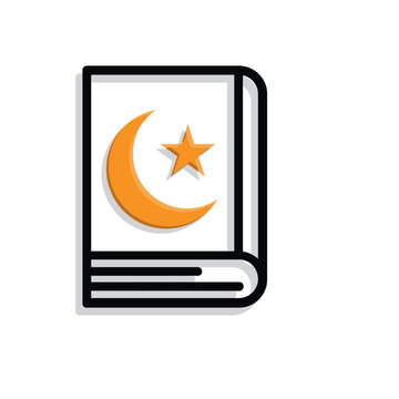 amadan icon. Islamic holy book vector. reading the Koran, reciting the Koran, recitations, studying. activities in the holy month of Ramadan. Mixed design style