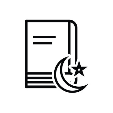 Ramadan icon. Islamic holy book vector. reading the Koran, reciting the Koran, recitations, studying. activities in the holy month of Ramadan. Line design style