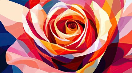 Poster - A modern digital illustration of a rose, with bold, graphic lines and vibrant colors creating an abstract design.