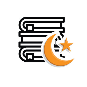 amadan icon. Islamic holy book vector. reading the Koran, reciting the Koran, recitations, studying. activities in the holy month of Ramadan. Mixed design style