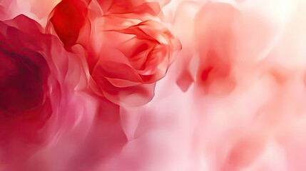 Leinwandbilder - A romantic rose background with soft, blurred red and pink roses gently blending into each other.