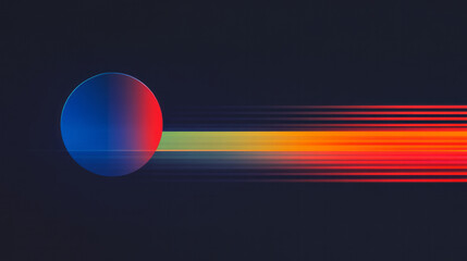 Leinwandbilder - An eye-catching animation of a retro-futuristic elliptical design with horizontal stripes in red,