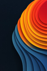 Poster - A vibrant animation of an elliptical form adorned with fiery stripes in red, orange, yellow, and