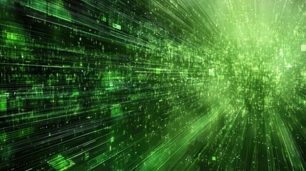 Abstract green tech background with digital waves.