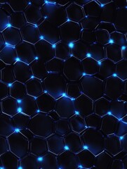 Poster - abstract technology connect concept blue geometric hexagons pattern with glowing light on dark backg