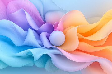 Aufkleber - A tranquil composition of soft swirling pastel pink, purple, and blue shapes surrounding a