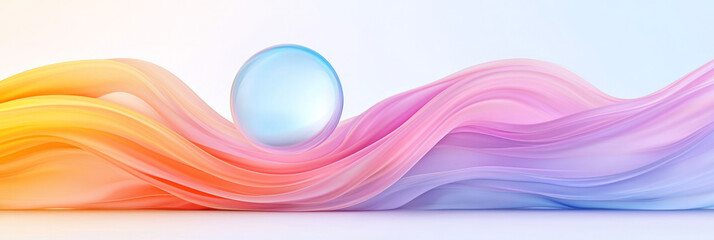 Poster - a serene and calming visual of undulating pastel swirls in pink, purple, and blue, with a