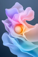 Poster - an abstract, dreamlike composition with soft pastel tones of pink, purple, and blue swirling around